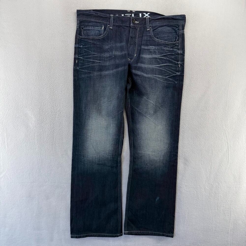 Helix Jeans Mens 34x30 Fits 37x30 Blue Dark Wash Slim Boot Bootcut Vintage y2k
